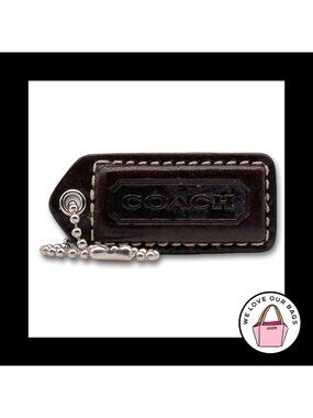 2" Y2K VINTAGE COACH Mahogany Brown Leather Key Fob Bag Charm Keychain Hang Tag